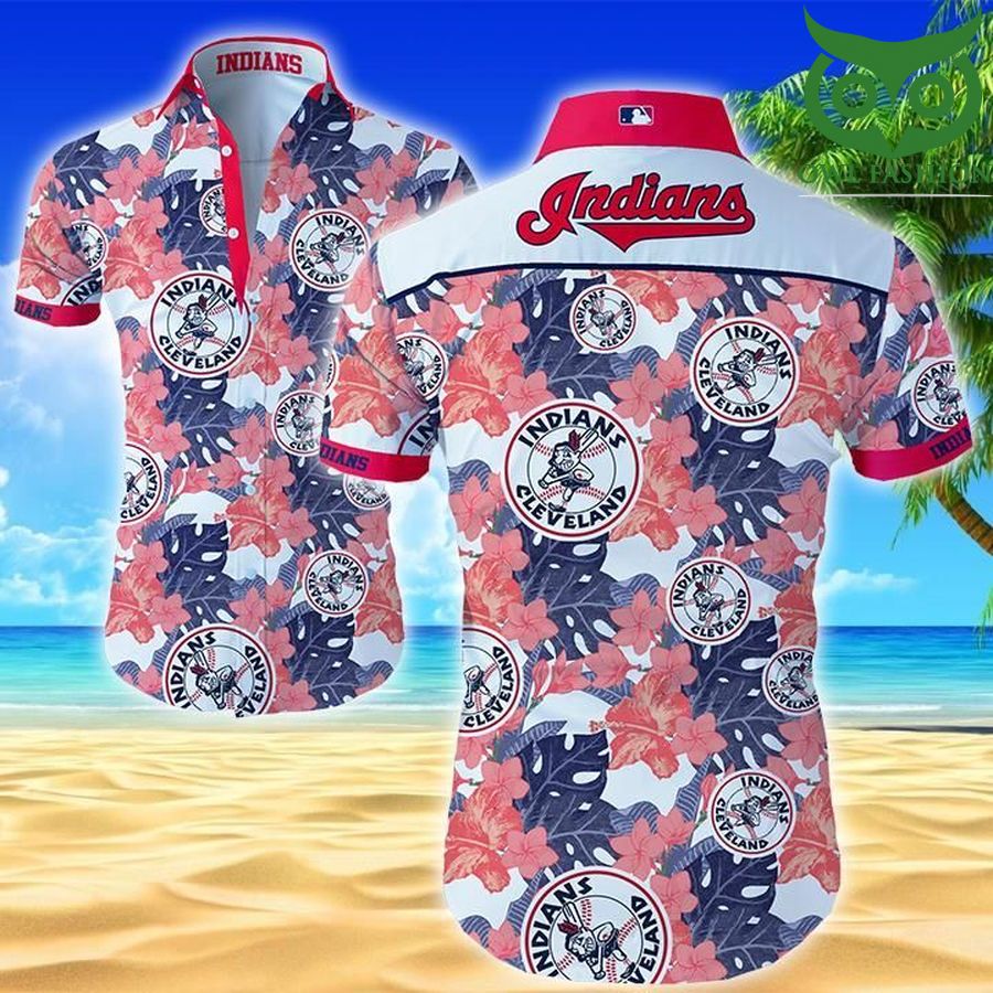 Cleveland Indians tropical floral team logo Hawaiian Shirt 
