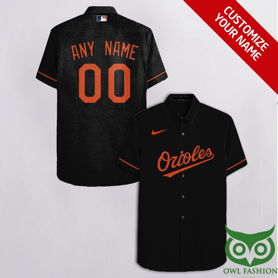 Custom Name Number Baltimore Orioles Black Orange Words Hawaiian Shirt