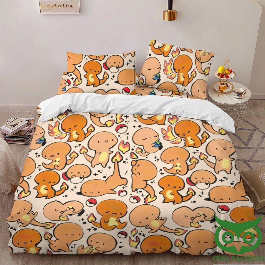 Anime Pokemon Charmander Pattern Custom Bedding Set