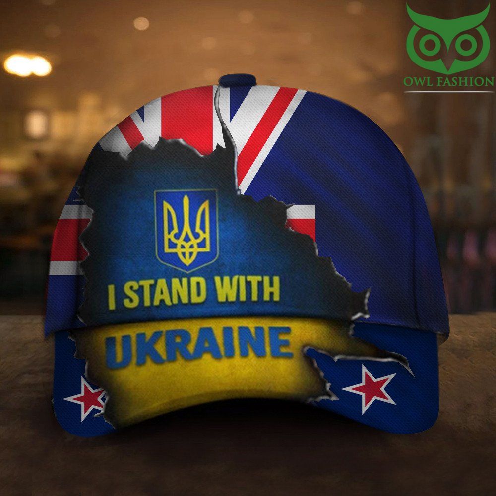 I Stand With Ukraine New Zealand Flag Hat No War In Ukrainian Support Ukraine Merch For Men