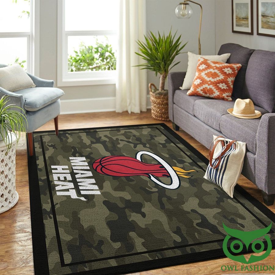Miami Heat NBA Team Logo Camo Style Carpet Rug