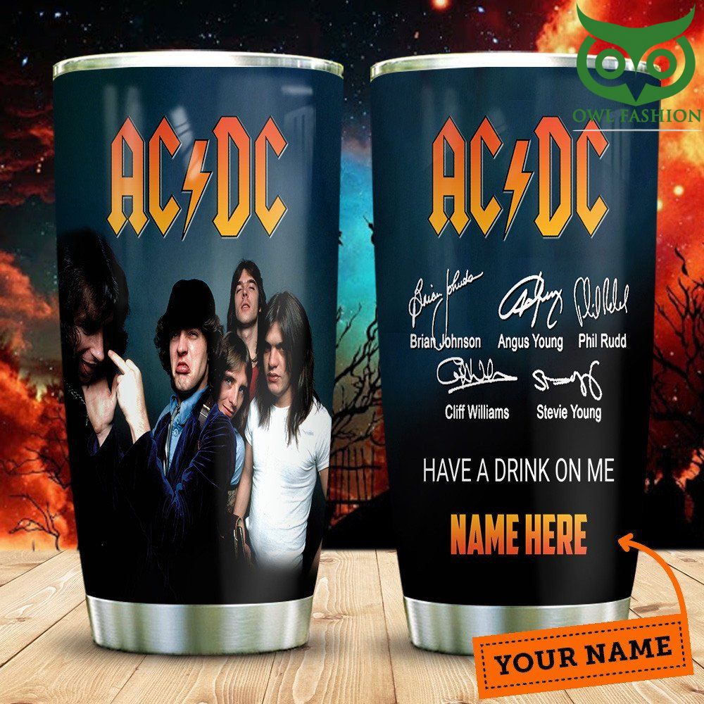 Personalzed ACDC Have a drink on me navy Tumbler cup