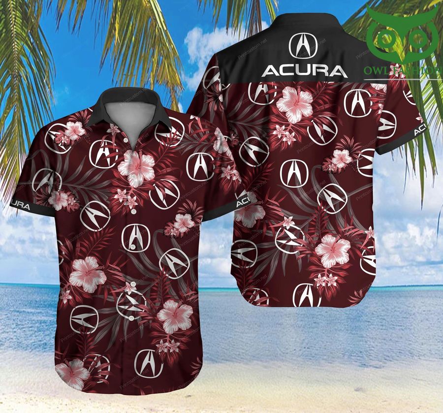 Tlmus Acura wine red floral Hawaiian Shirt
