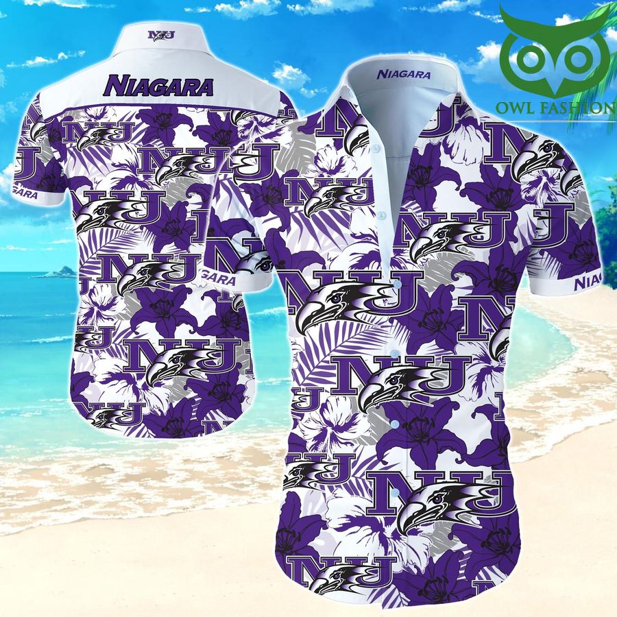 Niagara Purple Eagles signature tropical flower logo Hawaiian Shirt Summer 