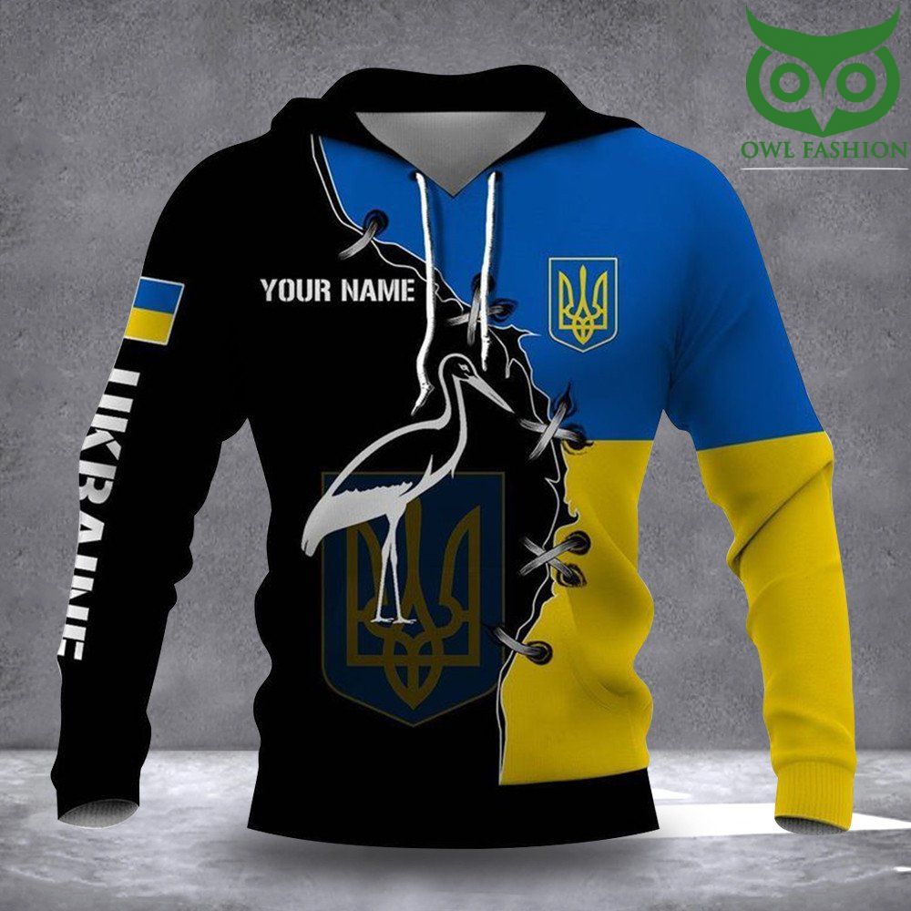 Personalized Name Flamingo Ukraine Hoodie Stand With Support Ukraine Merch For Mens