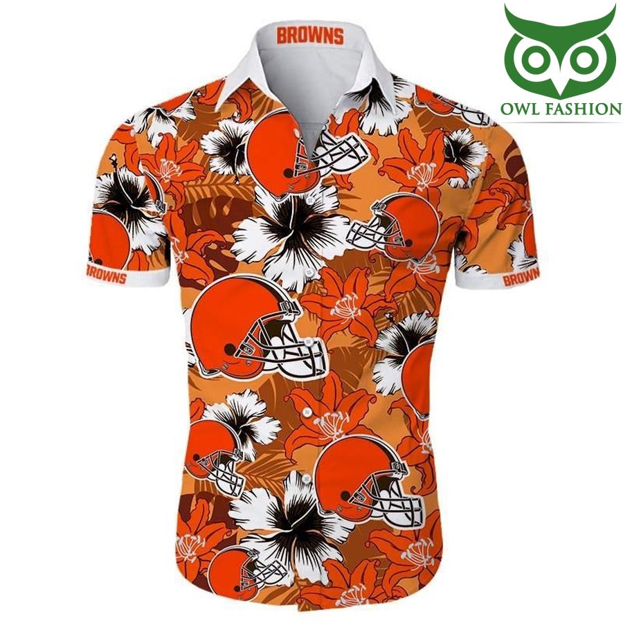 Cleveland Browns Hawaiian Shirt Tropical Flower Short Sleeve design 
