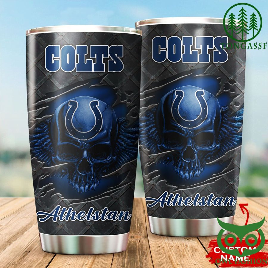 NFL Indianapolis Colts Golden Skull stainless steel Tumbler Custom name