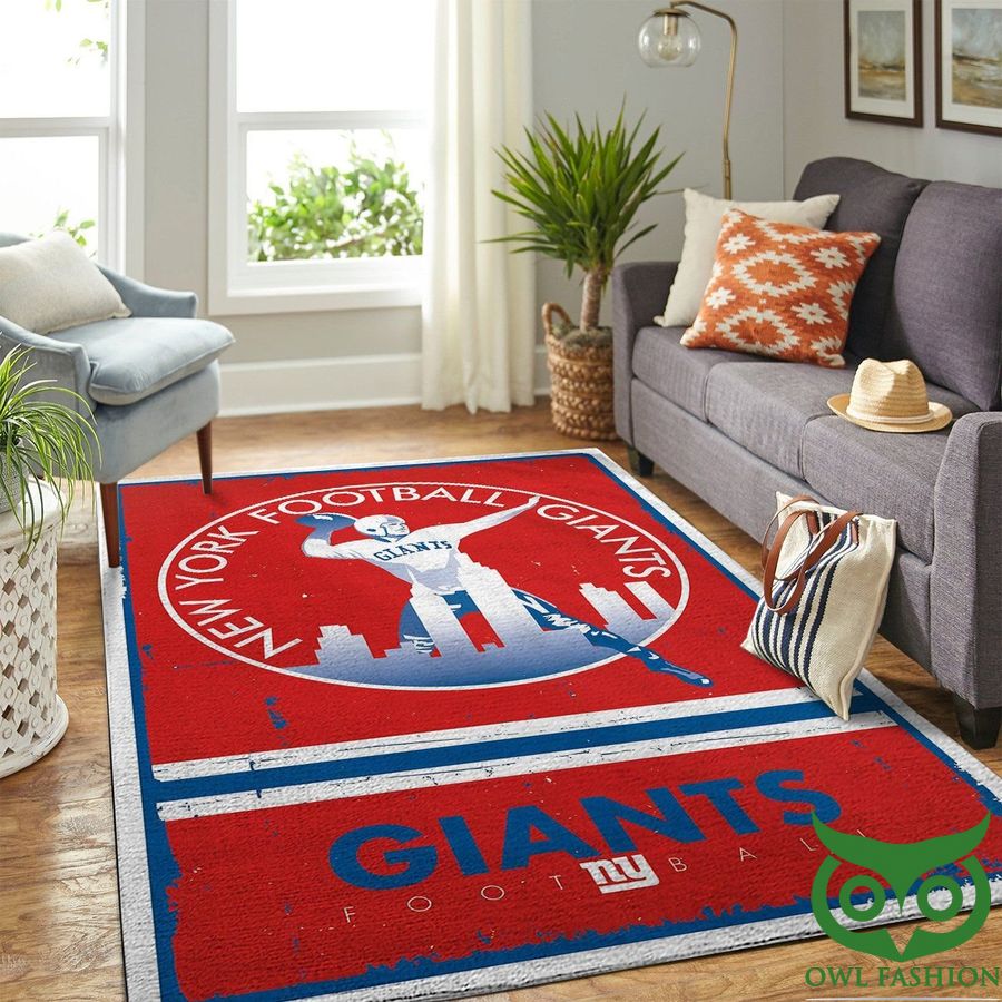 New York Giants NFL Team Logo Retro Style Red Blue Carpet Rug