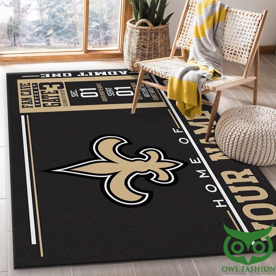 Personalized NFL Team Logo New Orleans Saints Wincraft Black Carpet Rug