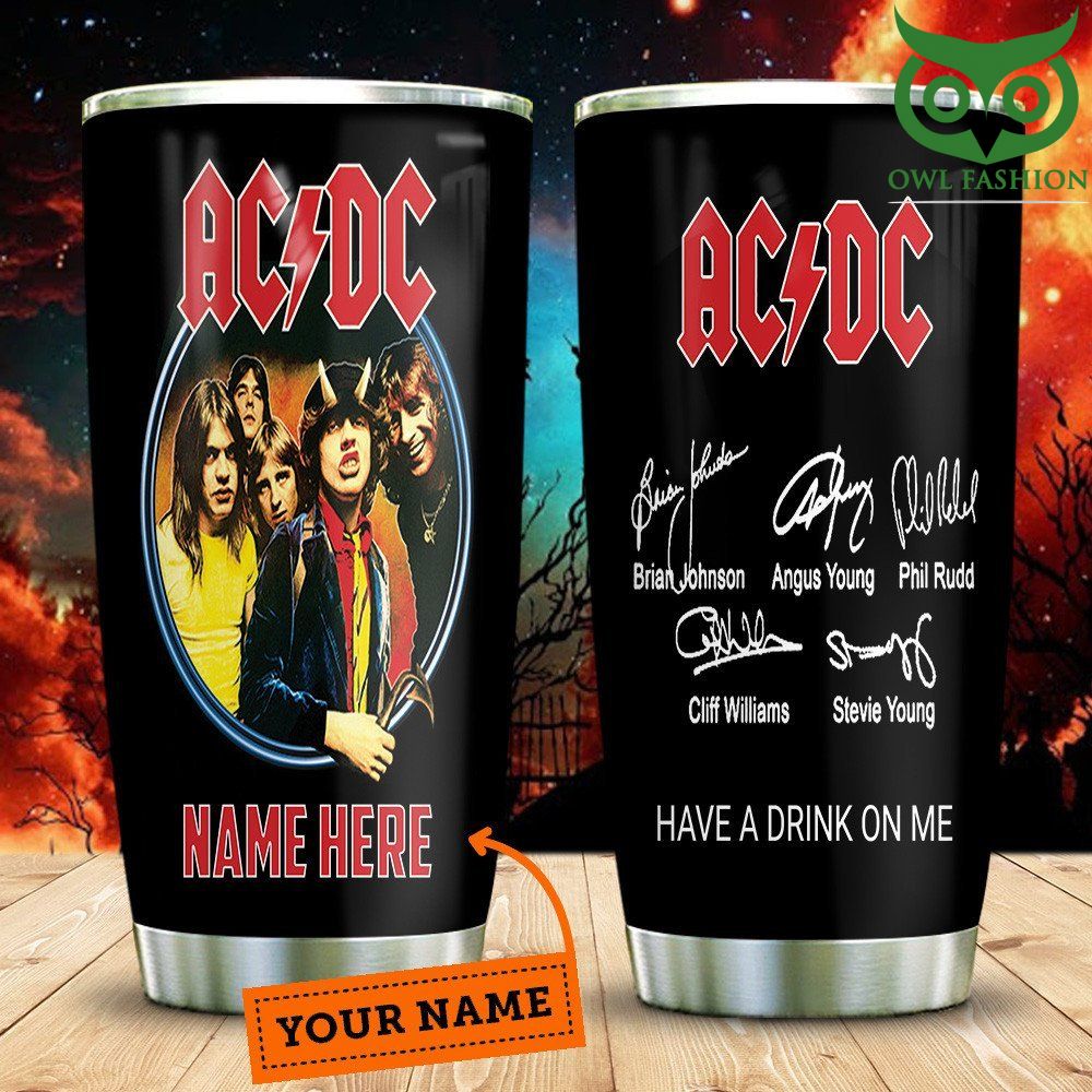 Personalzed ACDC Have a drink on me black Tumbler cup