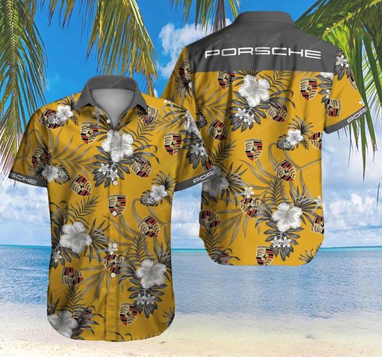 Porsche floral tropical Hawaiian Shirt 