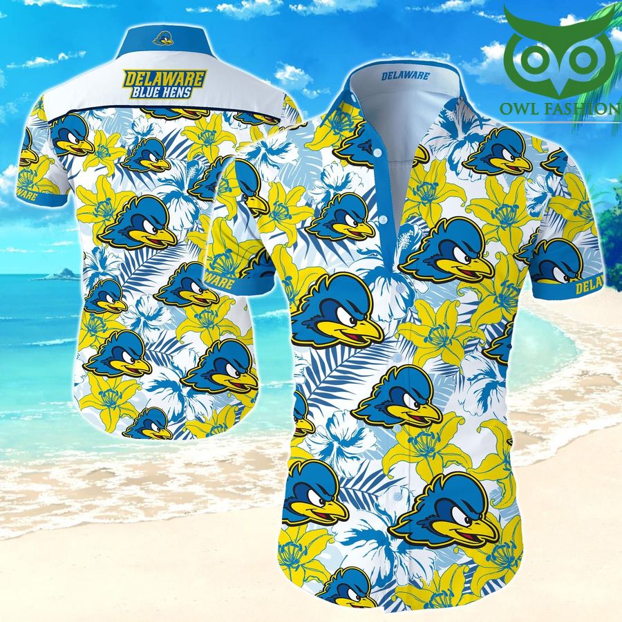 Delaware Fightin Blue Hens tropical logo summer Hawaiian Shirt 