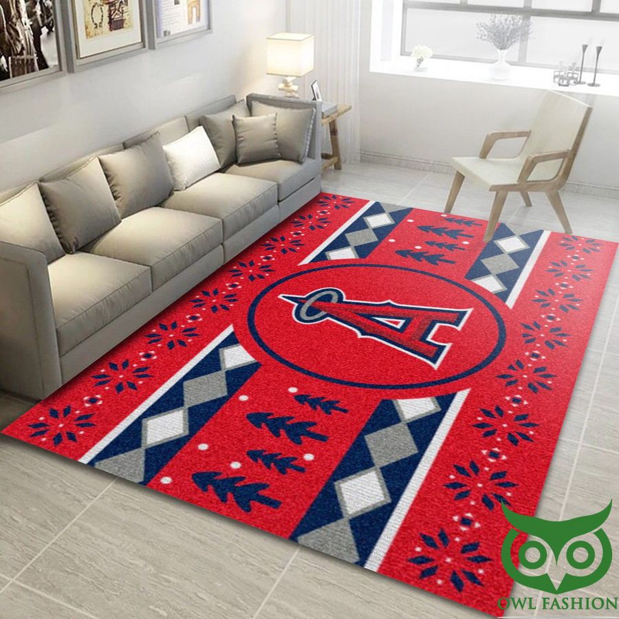MLB Los Angeles Angels Holiday Sweater Pattern Style Red Carpet Rug