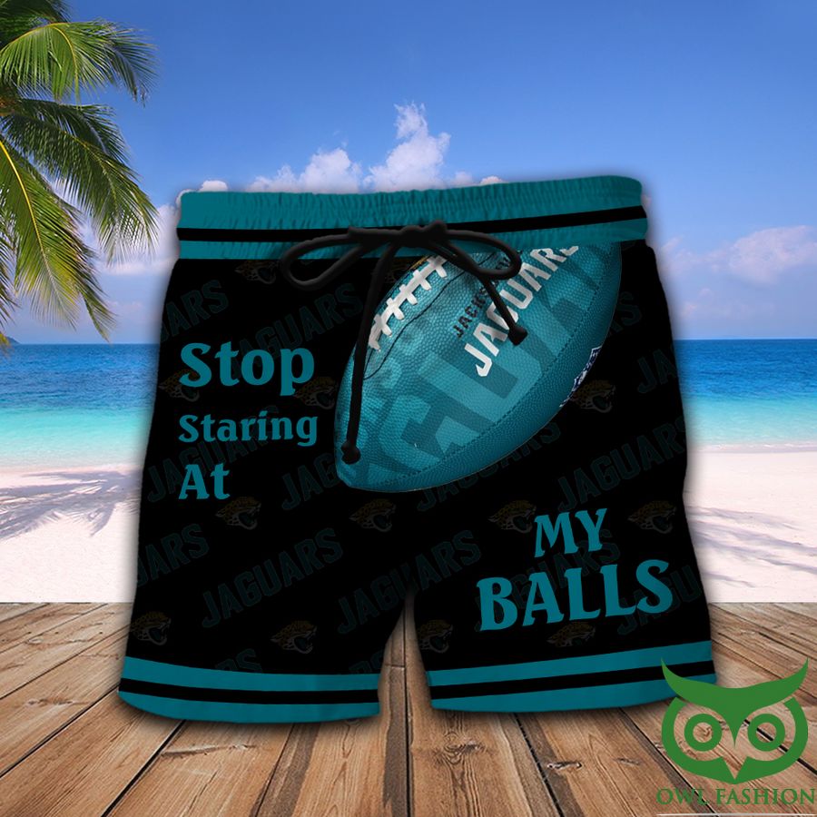 NFL Jacksonville Jaguars Stop Staring At My Balls Turquoise and Black Men Short