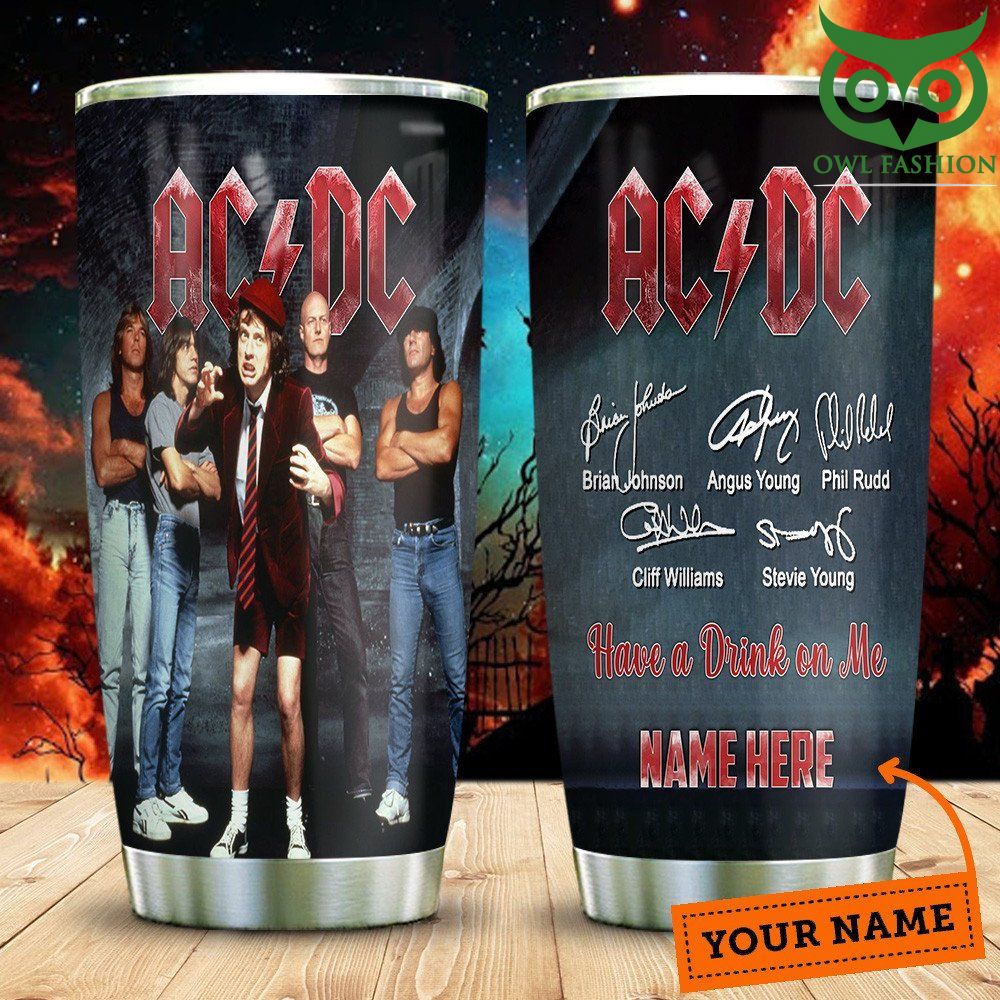 Personalzed ACDC Have a drink on me blue jeans Tumbler cup