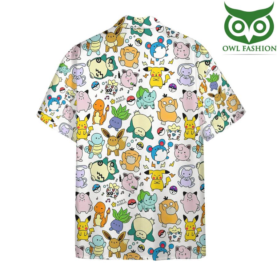 Anime Pokemon Cute Poke Seamless Pattern Hawaiian Shirt Summer Button Shirt