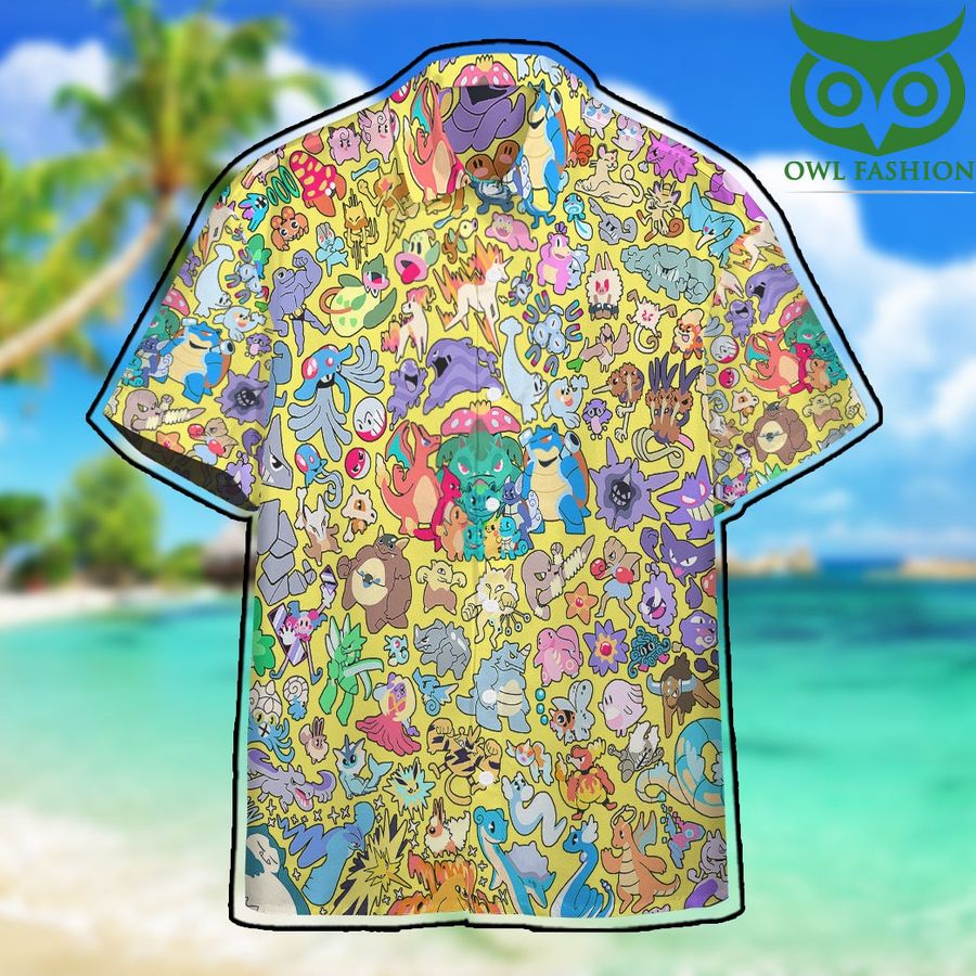 Anime Pokemon All Kind Hawaiian Shirt Summer Button Shirt