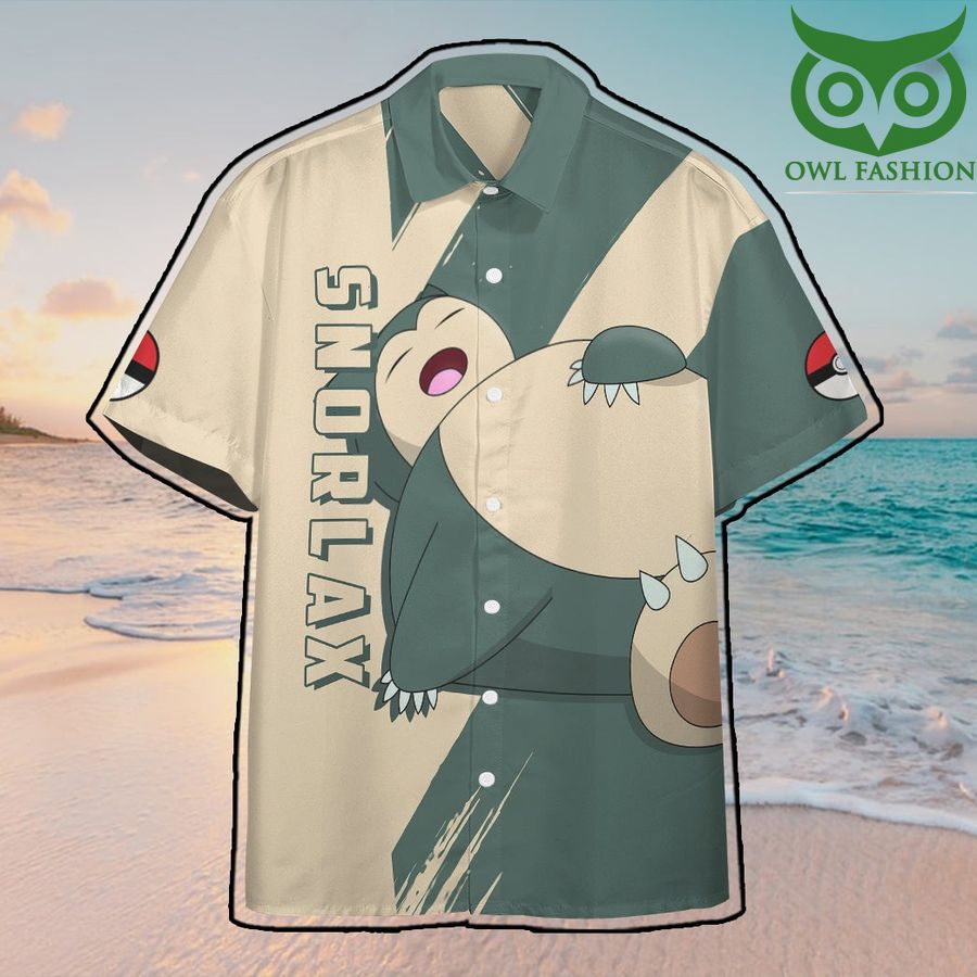 Anime Pokemon Snorlax Hawaiian Shirt Summer Button Shirt