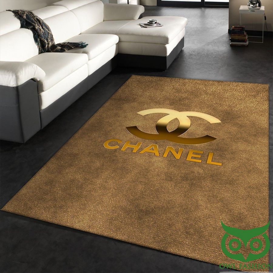 Luxury Chanel Brown Velvet with Golden Color Logo Carpet Rug
