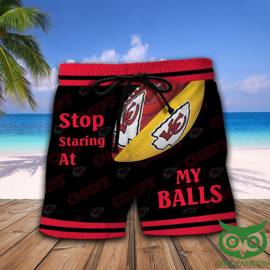 NFL Kansas City Chiefs Stop Staring At My Balls Bright Red and Black Men Short