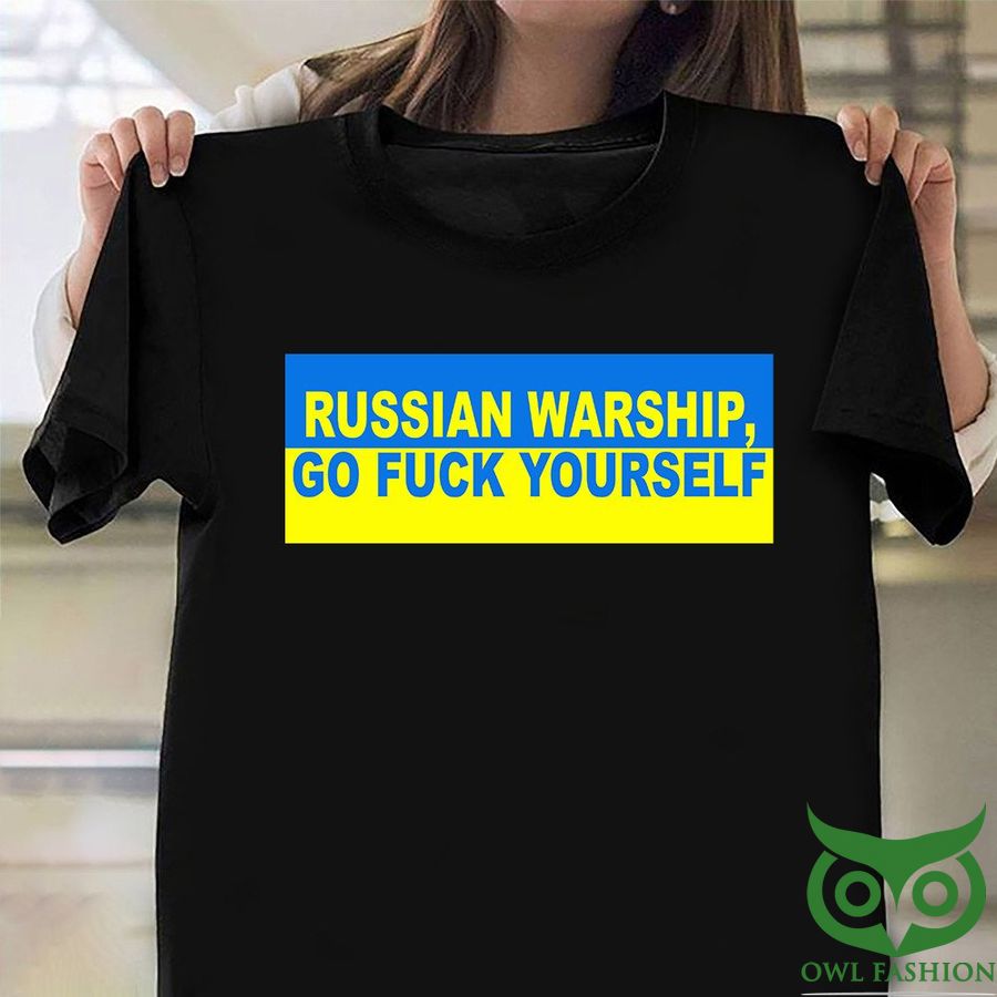 Russian Warship Go F Yourself Ukraine Flag Black 2D T-shirt