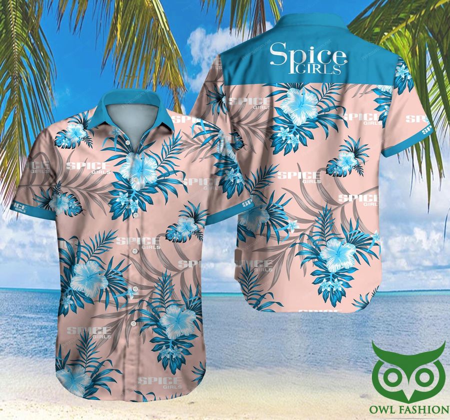 Spice Girls Floral Pastel Blue and Pink Hawaiian Shirt