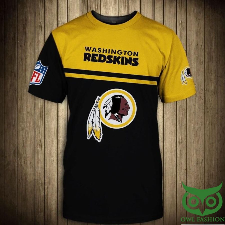 Washington Commanders NFL Yellow and Black 3D T-shirt