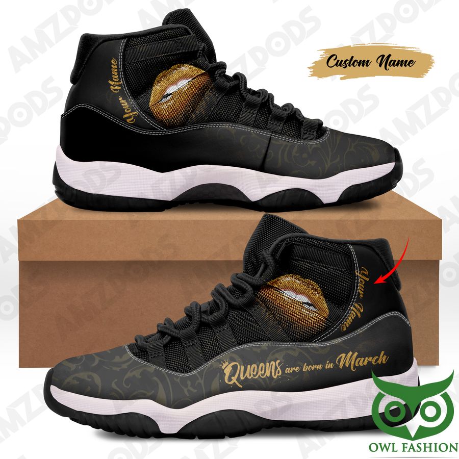 Custom Name March Queen with Golden Lips Icon Air Jordan 11