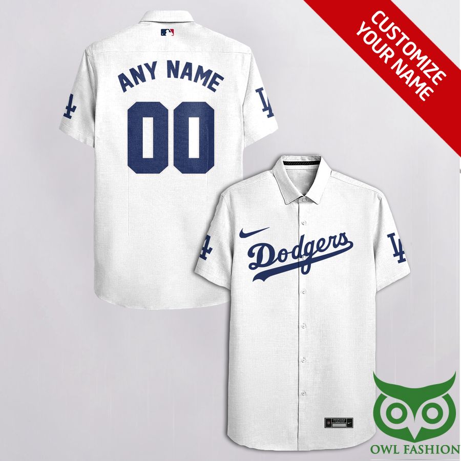 Custom Name Number Los Angeles Dodgers White Hawaiian Shirt