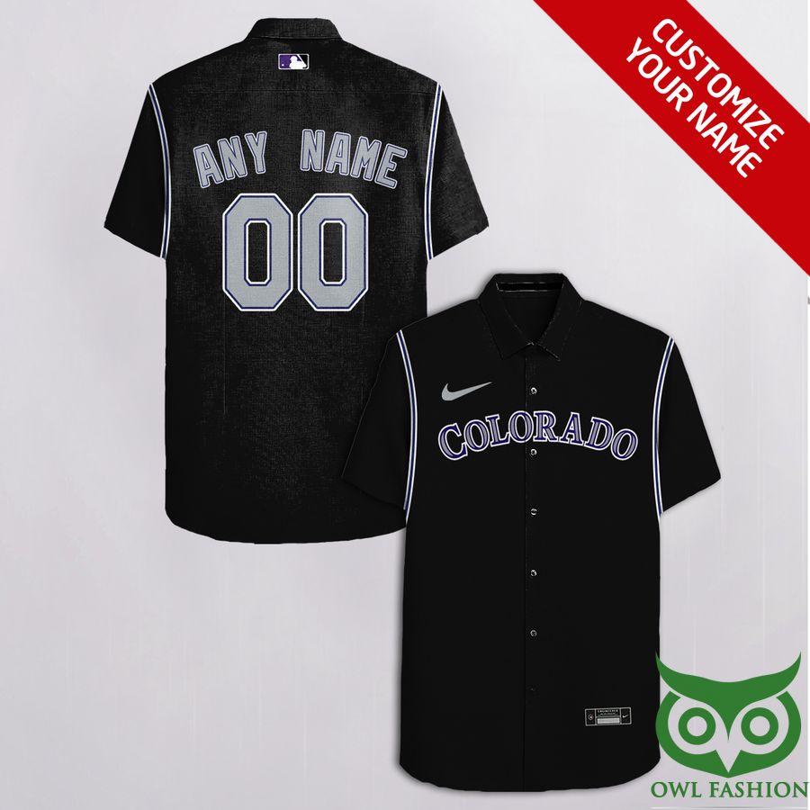Customized Colorado Rockies Black with Gray Nike Logo Hawaiian Shirt