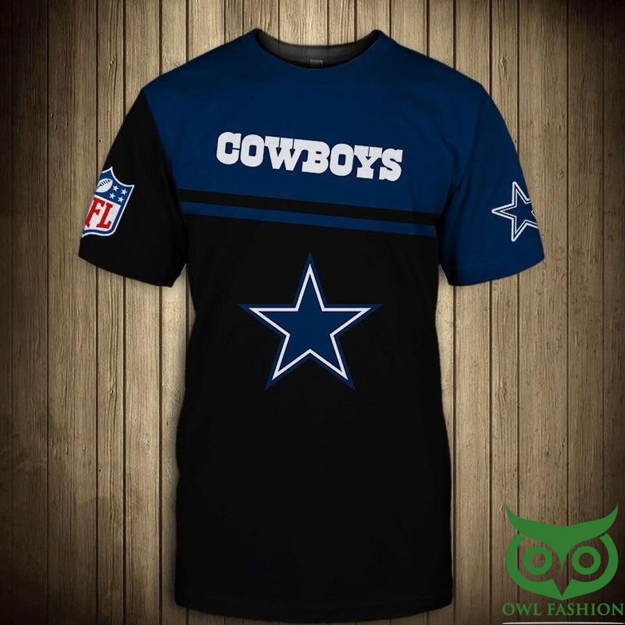 Dallas Cowboys NFL Star Blue and Black 3D T-shirt