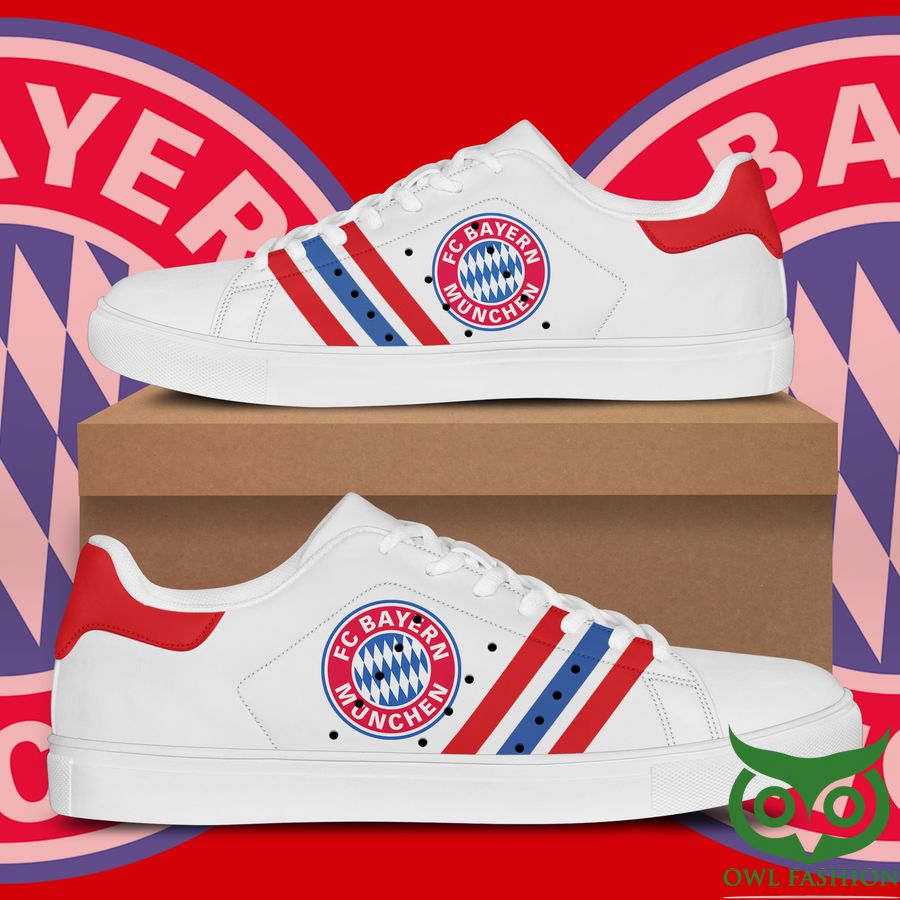 FC Bayern Muchen Team Logo Red Blue and White Stan Smith Shoes