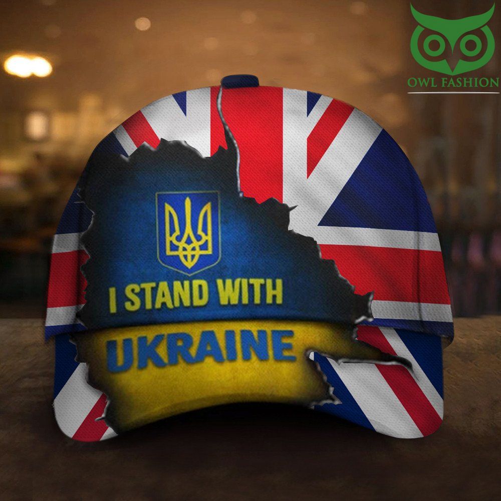 I Stand With Ukraine UK Flag Hat 2022 Pray For Ukraine Anti Putin Hats Merch For UK