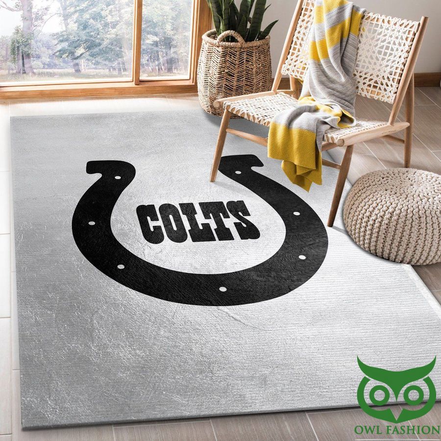 Indiana Colts NFL Team Logo Basic Glossy Silver Carpet Rug
