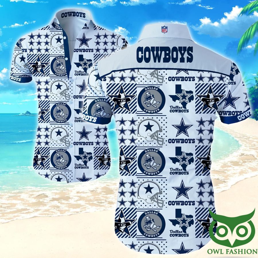 NFL Dallas Cowboys Dark Blue Multiple Logos Hawaiian Shirt