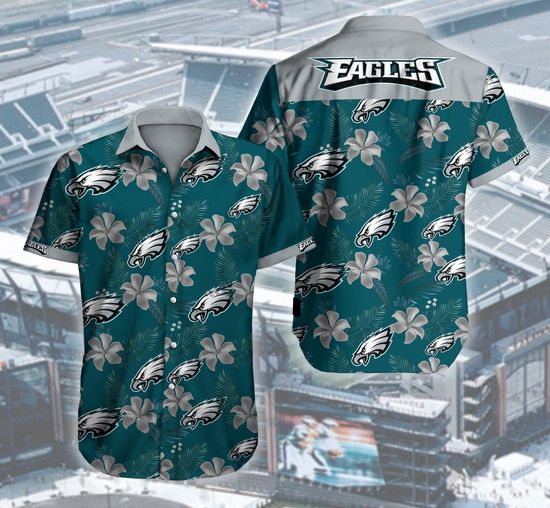 NFL Philadelphia Eagles team Logos floral Hawaiian Shirt 