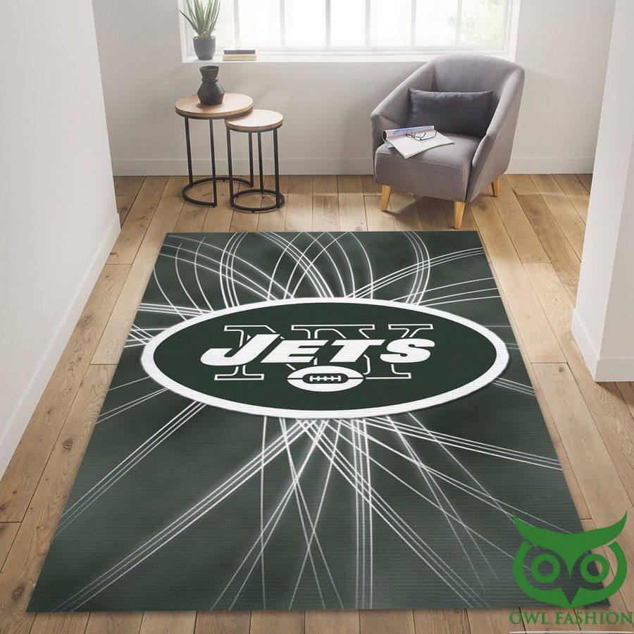 New York Jets NFL Team Logo Gray and White Carpet Rug