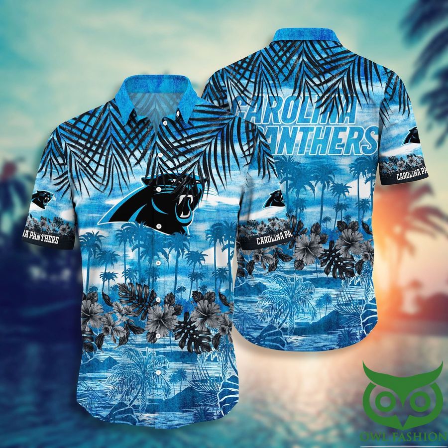 NFL Carolina Panthers Tree and Floral Blue Hawaiian Shirt