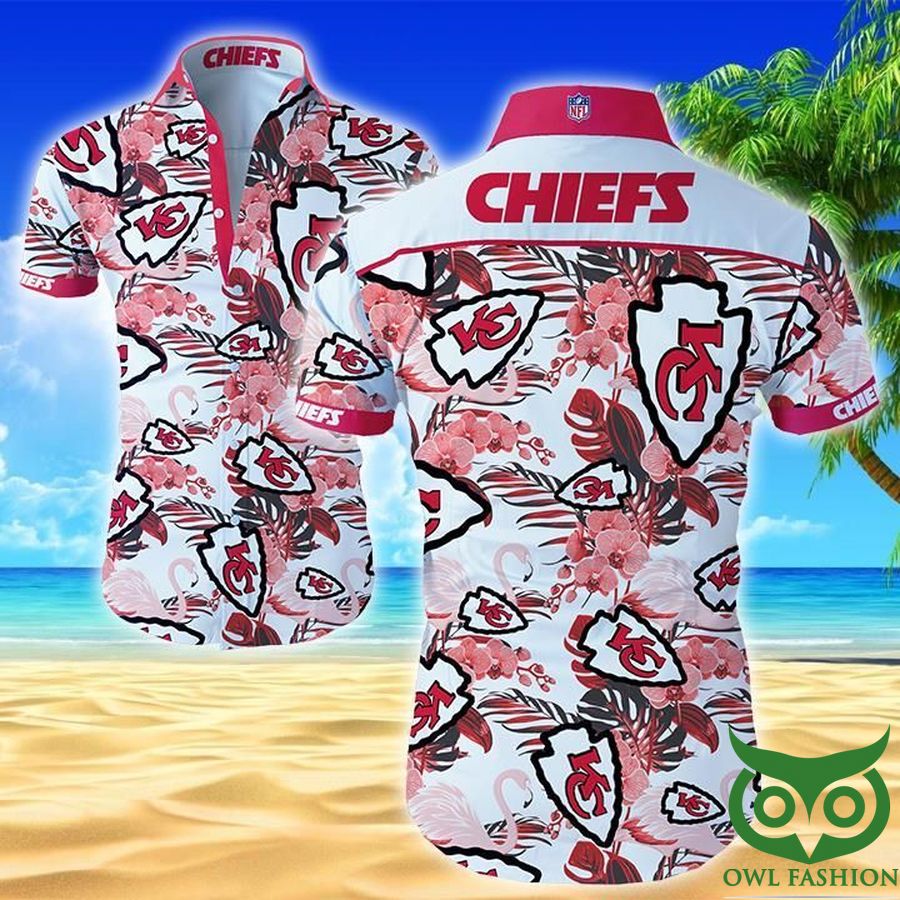 6 NFL Kansas City Chiefs with Flamingo White Hawaiian Shirt