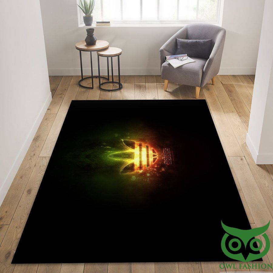 Adidas Black with Neon Brand Logo Color Carpet Rug