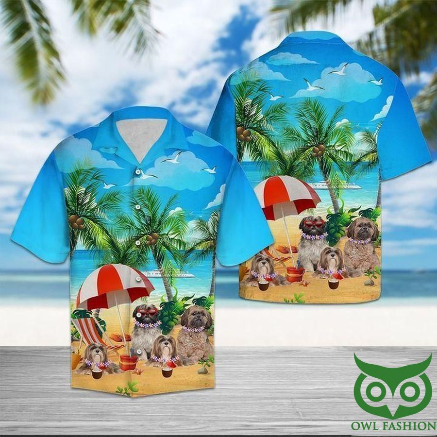 Lhasa Apso Dog on Hawaii Beach View Hawaiian Shirt 
