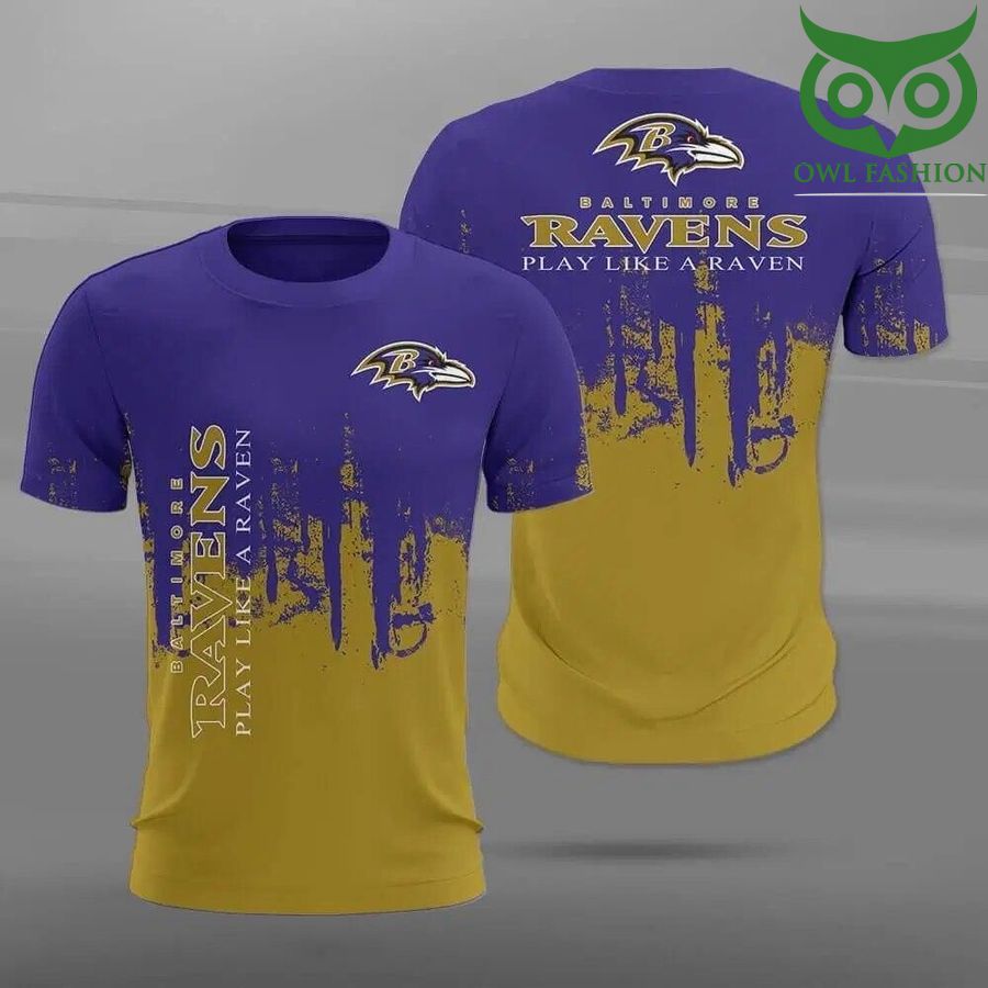 NFL Baltimore Raven play like a raven Paint Forest Casual 3D t-shirt