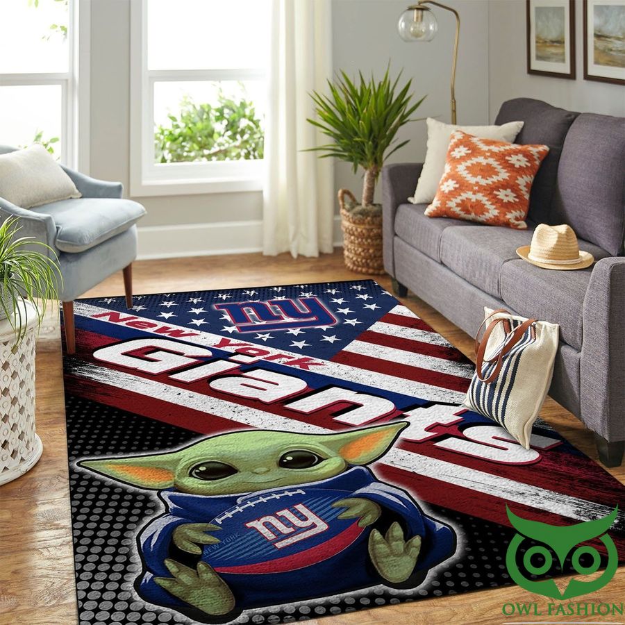 New York Giants NFL Team Logo Baby Yoda US Flag Style Carpet Rug