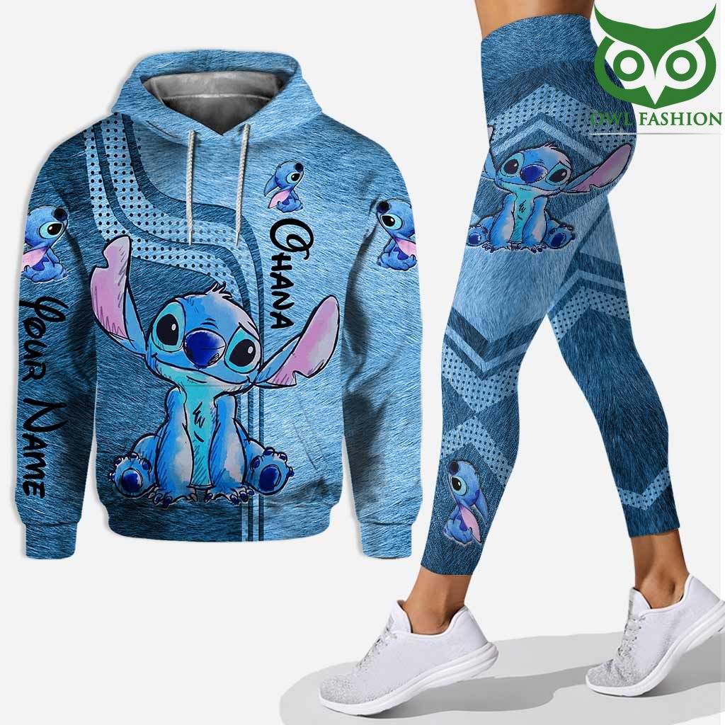 Ohana Means Family Stitch blue Personalized Hoodie And Leggings