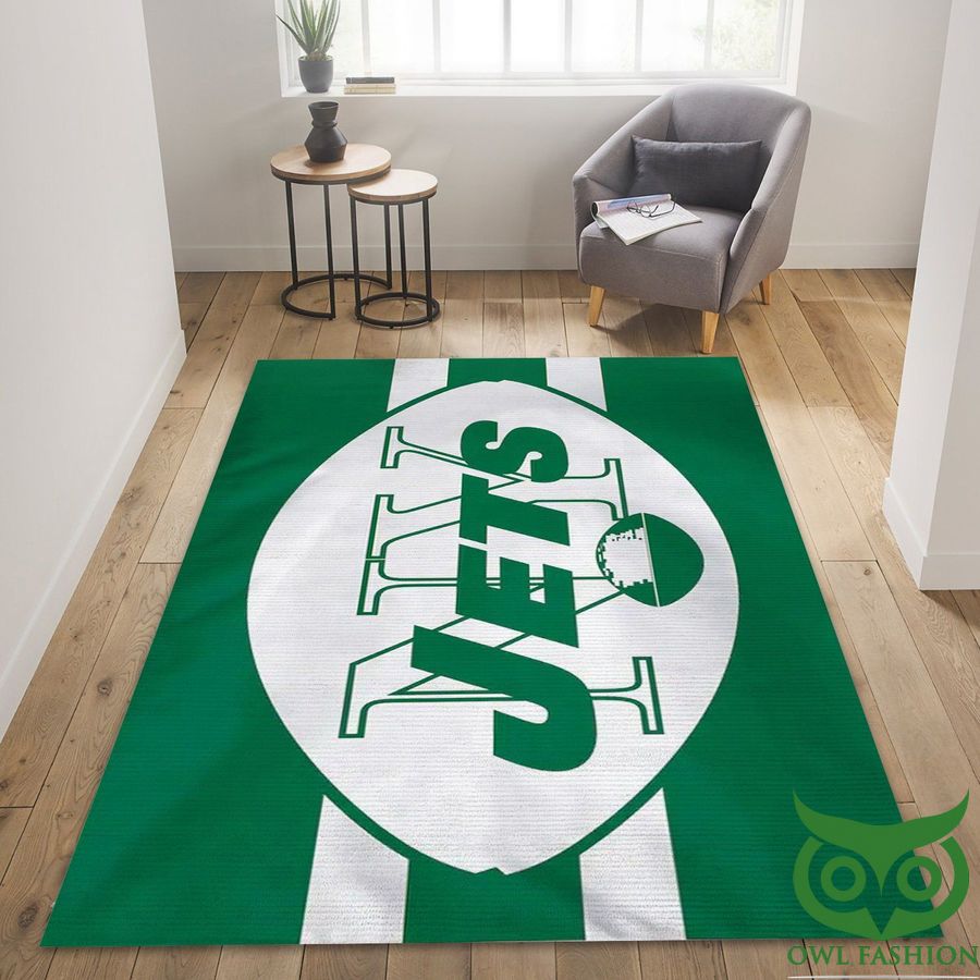 New York Jets NFL Team Logo Green and White Carpet Rug
