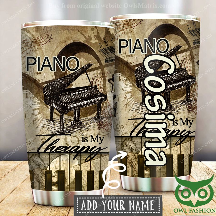 Music Piano Is My Therapy Custom Name Tumbler