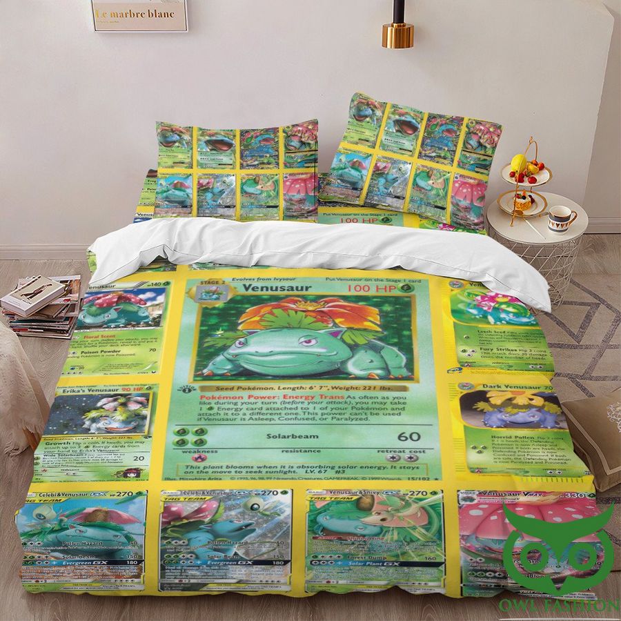 50 Anime Pokemon Venusaur Cards Custom Bedding Set