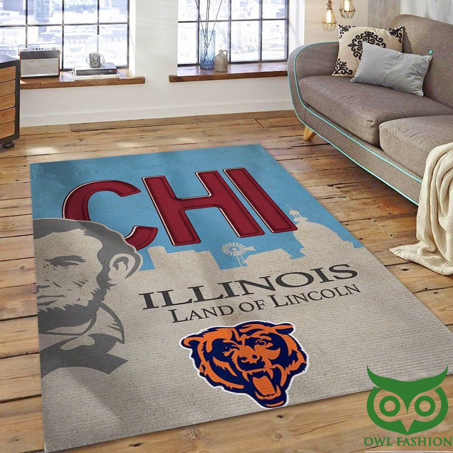 Illinois Land of Lincoln Chicago Bears NFL Carpet Rug