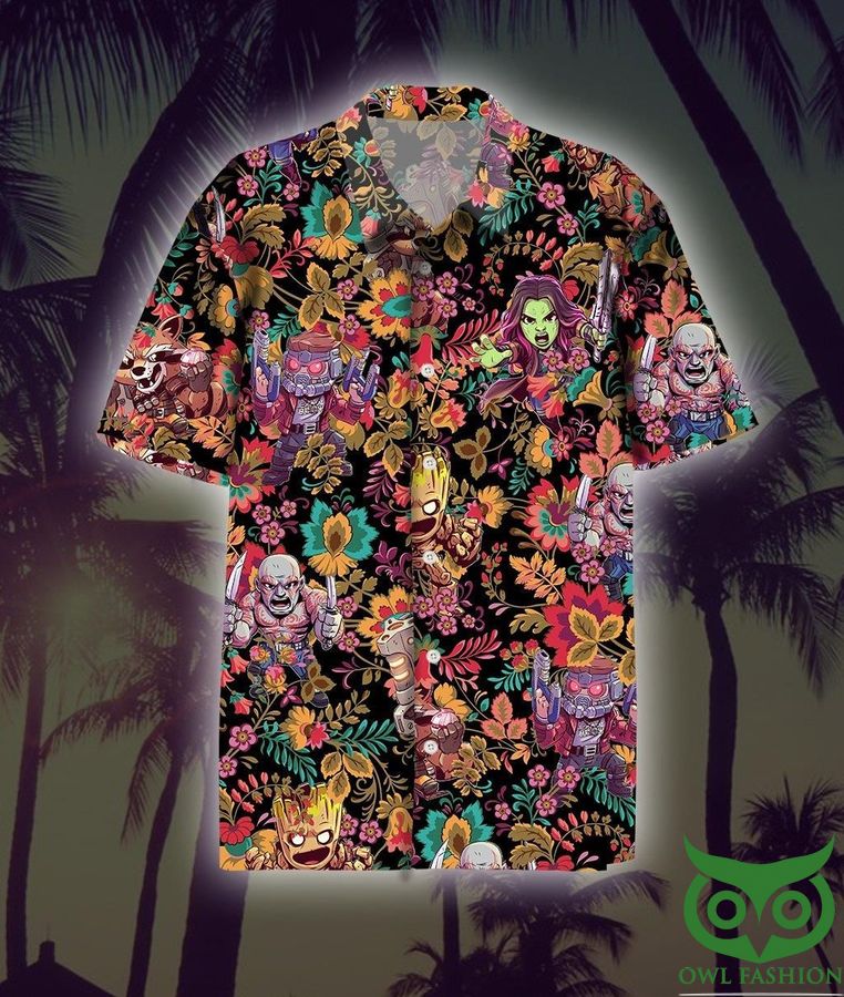 Marvel Colorful Floral Characters Hawaiian Shirt