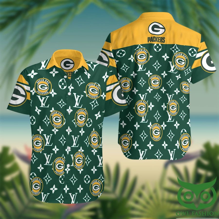 NFL Green Bay Packers with Louis Vuitton Logo Yellow and Green Hawaiian Shirt